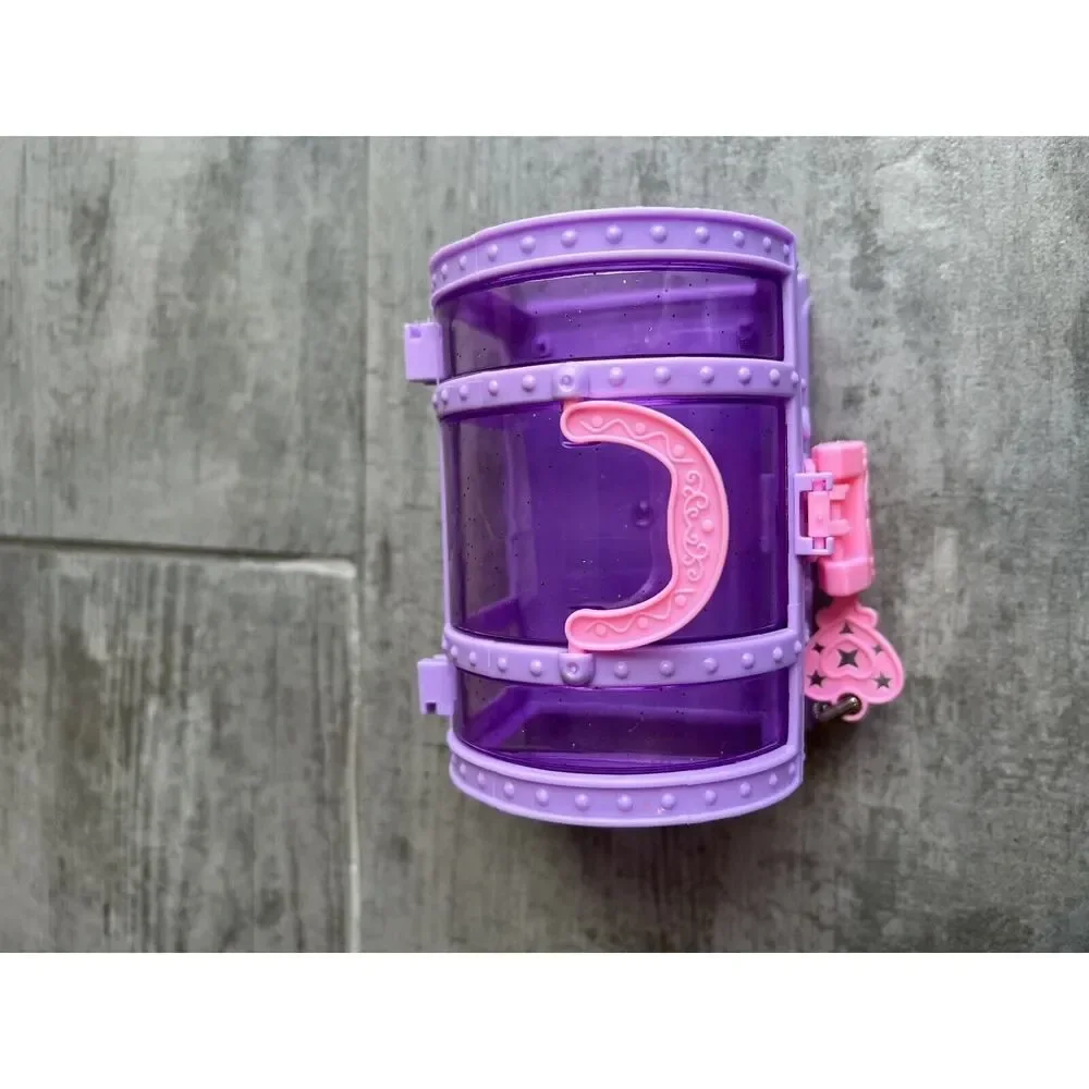 Purple Treasure Box & Key Girls Kids Organizer Plastic Jewelry Play Gift Cute